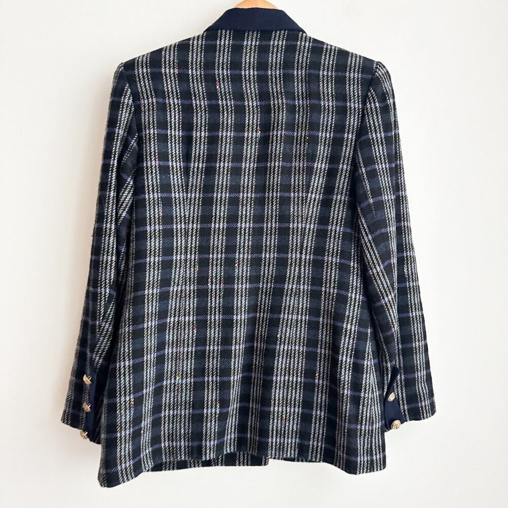 Vintage Plaid Wool Blazer with Gold ButtonsS/M - Picture 6 of 8